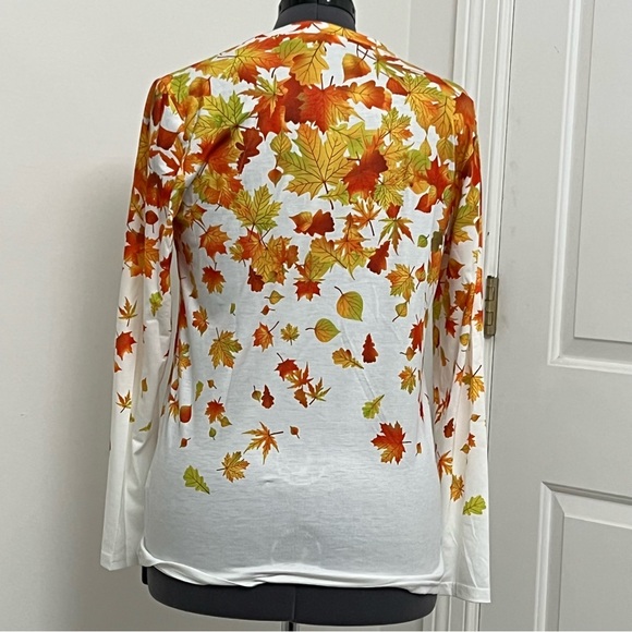Autumn Leaf Print Women's Top - Picture 3 of 7